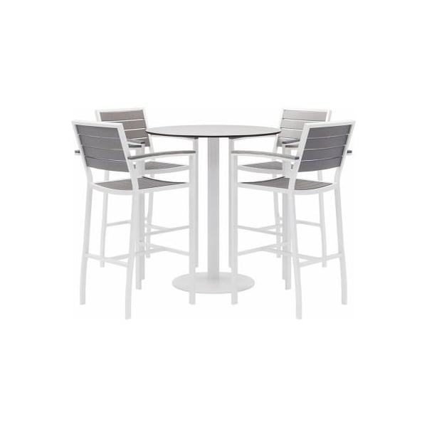 Kfi KFI 5-Piece Outdoor Dining Set, 36"W x 41"H Table, White w/ White Frame OLBR5601WHGY-4-TP36RD-B2200WH-41-D354 - main